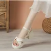 Top dicke SOLED Fairy Style Sandals Flip Flops für Frauen Sommer High-End-Schwammkuchen mit weicher Sohle erhöhte Linie Gurt Gurt Womens Schuhe Sandles Heels 240228
