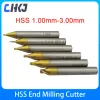 CHKJ 1,0mm-3,0 mm titanbelagd HSS-slutfräsning för nyckelklippningsmaskin Graveringskutter CNC Router Bits End Mill