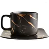 Koppar tefat nordisk stil marmorerad keramisk kaffekopp och tefat te set blomma frukost vatten mugg espresso