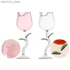 Wine Glasses Rose-Shaped Red Wine lasses Rose Shape Wine lass With Colored Rose Leaves 150/400ml Rose Shaped Red Wine oblet Cocktail Cup L49