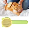 Husdjur grooming comb 60 ° böj nål självrengöring hårborste för katter hundar bekväma grepp husdjur grooming rengöring kam