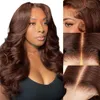 Brown Wear and Go Glueless Wigs Human Hair Pre Cut 18 Inch 13x4 HD Lace Front Wig Chocolate Brown Body Wave Wig Pre Plucked#4 Dark Brown Lace Closure Wigs 180 Density