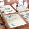 Настольные коврики Традиционная китайская картина Кожаная полоса водонепроницаем