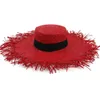 2019 Femaledktited Sun Ochrony Visor Lafite Straw Hat Big Brim Ladies Women Beach Cap Hat z nietrymowanymi krawędziami7166432