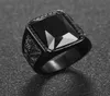 Men de tendance carrée noire en pierre rouge anneau titane acier rétro Signet Ring Rock Punk Bijoux masculin accessoires Boyfriend Gift4867705