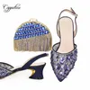 Dress Shoes Coffee Women and Bag Set Contem bij 2024 African Ladies Pumps met handtas puntige tenen sandalen tas escarpins femme a108-5