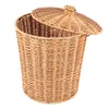 JHD-gewebter Korbmüll kann Rattan-Abfallkorb mit Deckel Pflanzer gewebter Speicher Körbe Wicker Wastebasket Müllbehälter runden