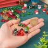 46PCS Kerstthema Handgemaakte lampwerk kralen schattige sneeuwpopcadeau -doos handschoenen kerstboomkralen voor oorbellen Diy sieraden maken