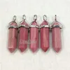 Подвесные ожерелья PM12904 Розовые родохрозитные каменные гексагональные призму минималистские украшения