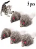 5pcs myszy kota zabawki Fałszywe myszy Myse Myszy Long Tail Soft Real Rabbit Fur Toy dla kotów pluszowe szczury grające zabawki dla zwierząt domowych L27520928