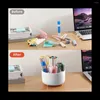 Kitchen Storage 5 Slots 360°Degree Rotating Organizers For Desk Cute Pencil Cup Pot Office School Home Art Supply(Orange)