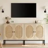 Gabinetto a buffet di Idealhouse, armadio di stoccaggio rattan con porte e mensole, cabinet di accento, cabinetto per console in legno