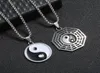 New Stainless Steel Yin Ying Yang Pendant Necklace Black White Necklace Men PU Leather Necklaces Jewelry Vintage8901349