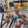 Bikini set Bandeau High Cut Solid Swimsuit Women Swimodear Sexy Push Up Kathing Suit Leopard 2023 240411