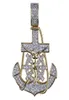 New Arrived 18K Gold Plated Anchor Necklace Pendant with 4MM Tennis Chain Rope Chain Iced Out Full Zircon Mens Jewelry6621936