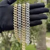 Майами Кубинская цепь звенья 13 мм шириной 2 ряда алмазанитовые алмазы