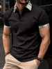Mens Lapel Printing Shirt Lets Solid Color Shortsleeved Top Tshirt Shads Slim Business Odzież 240403