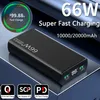 20000 mAh Power Bank 66W Super Szybkie ładowanie dla Huawei P40 P50 Powerbank dla iPhone'a 14 13 12 Pro Samsung S22 Xiaomi Mi Warbank