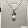 Pendant Necklaces 100% Freshwater Pearl Necklace Sliver Mix Styles Diy For Women Girl Jewelry With Chain Christmas Gift Drop Deliver Dhjdp