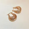 Hoop Earrings Huitan Metal Gold Color Hollow Out For Women Modern Fashion Lady's Ear Accessories Daily Wear Chic Jewelry