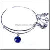 Charm Bilezikler 12 Tarz Colorf Doğum Taşı Bangle Kadınlar İçin Ayarlanabilir Genişletilebilir Tel Hangler Moda Mücevher Drop Teslimat DH9KN