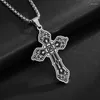 Anhänger Halskette Klassische orthodoxe Muster Kreuzkette für Männer Frauen Slawische christliche Gebet Schmuck Edelstahl Amulettkragen