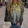 Kobiety z kapturem Neonowa koszula damska druk bluza okrągłe pullover topy swobodne trening z długim rękawem