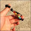 Beaded Strands Fashion Chakra Bracelet Tiger Eye Volcanic Stone Men Black Lava Healing Nce Reiki Prayer Natural Yoga Gift Drop Deli Dhwgn