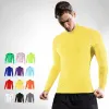 T-shirts hommes à col roulé coulé coulant de base longue t-shirt fitness sport basketball football gym de randonnée de randonnée