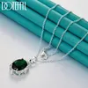 Anhänger 925 Sterling Silber Green Green Zirkon Anhänger Halskette 16 bis 30 Zoll Kette für Frauen Mode Hochzeitsfeier Charme Schmuck Schmuck