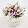 Decorative Flowers 13 Heads Mini Silk Artificial Rose Bunch 5 Branches Small Bouquet Flores For Home Wedding Decor Fake Flower