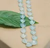 Pendants 18" 15x15mm Blue Brazilian Aquamarine Gems Heart Shape Beads Necklace