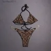 Kobiety łańcuch osobowości strojów kąpielowych w kostiumach kąpielowych klasyczny liter Jacquard Bikinis Sets prezent urodzinowy dla damskiej marki dwa utwory C240412