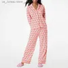 Camisa feminina de calça de dormir com roupas de dormir longas blusas de blusa + calça elástica Mulheres 2 peças pijama para loungewear