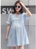 Vestidos de maternidade gestantes feminino vestindo Hollow Out Mini Dress Lace Manga curta Uma linha de vestido de verão casual vestidos de verão vestidos de maternidade 240413