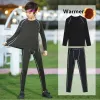 Byxor barn barnkomprimering löpning set kostym vinter varma plysch byxor skjortor basket fotbollssport kit tights mager leggings tyg