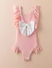 Pink Bowknot Summer Mode Girls Badebode Baby Ein Stück Badeanzug Kinder Kleidung karierte Kleidung 80120CM1234384