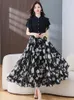 Floral Women Maxi Dress Black Summer Chiffon Beach Long Dresses For Elegant BodyCon Korean Fashion Party Evening Casual 240412