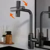 Digital Display Temperature Waterfall Pull Out Kitchen Faucet 3 Modes Stream Sprayer Hot Cold Water Sink Mixer Tap For Kitchen