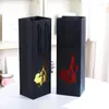 Gift Wrap 10pcs Red Wine Handbag Black Stamping Thick Cardboard Single Bottle Champagne Portable Box Packaging Bags