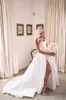 Popular Pleat Sweetheart A Line Wedding Dress Side Slit Vestido De Noiva Satin Appliqued Women Bridal Gown Robe De Mariage