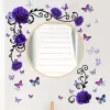 3D Purple Flowers Vine Butterfly Wall Stickers TV Bedroom Bed Background Living Room Decorative Wall Decals Home Decor Wallpaper