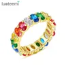 Anelli a grappolo Luoteemi Colorful Simulato Gemstone Stone Wedding Engagement per donne Fashi