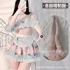 Casual Dresses Korean Fashion Sweet Women 2024 Dress Sexy Split Lolita Printed Maid Uniform Elegant H8PQ