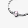 Nowy przylot 100% 925 Sterling Silver Enrincled Pink Murano Glass Charm Fit Fit European Charm Bransoleta Modna biżuteria Akcesoria