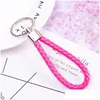 Keychains Lanyards Handmade Pu Leather Keychain Braided String Rope Metal Key Ring Woven Cord Chains Holder Diy Jewelry Accessorie Dhpud