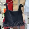 Women's Tanks Girl Sexy All-Matching Knitted Ostrich Hair Vest 2024 Spring Summer Solid Color Slim Fit Short Vests