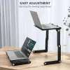 Lapdesks aluminium legering laptop tabell vikbar anteckningsbok skrivbord stativ med kylfläkt dubbla fans säng bärbar dator skrivbord säng kontorsstudie skrivbord