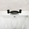 Bathroom Sink Faucets Black Brass Bathtub Faucet 3 Holes Double Handle Waterfall Basin Mixer Tap Deck Mounted