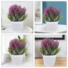 Decorative Flowers 4Pcs Artificial Bonsai Decor Faux Potted Lavender Ornament